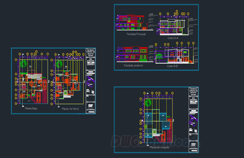 دانلود فایل اتوکد نقشه خانه نیمه‌مسکونی با فرمت DWG برای نرم‌افزار AutoCAD | Semi Residential House DWG